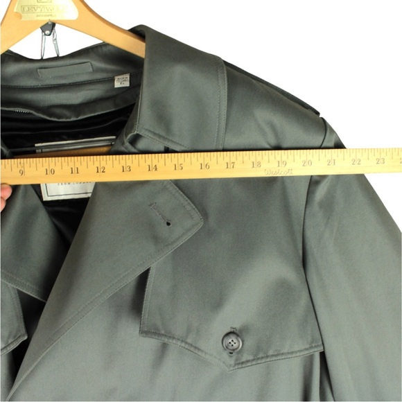 Vintage Towne London Fog Trench Coat Removable Liner Belted 44 Green Pockets - Picture 11 of 15
